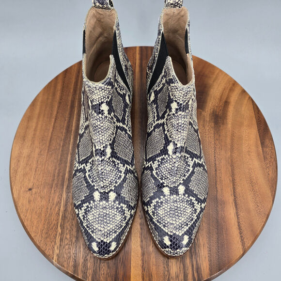 Madewell Chelsea Ankle Boots Women's 9.5 Leather Snake Print Carina Booties - Picture 6 of 9